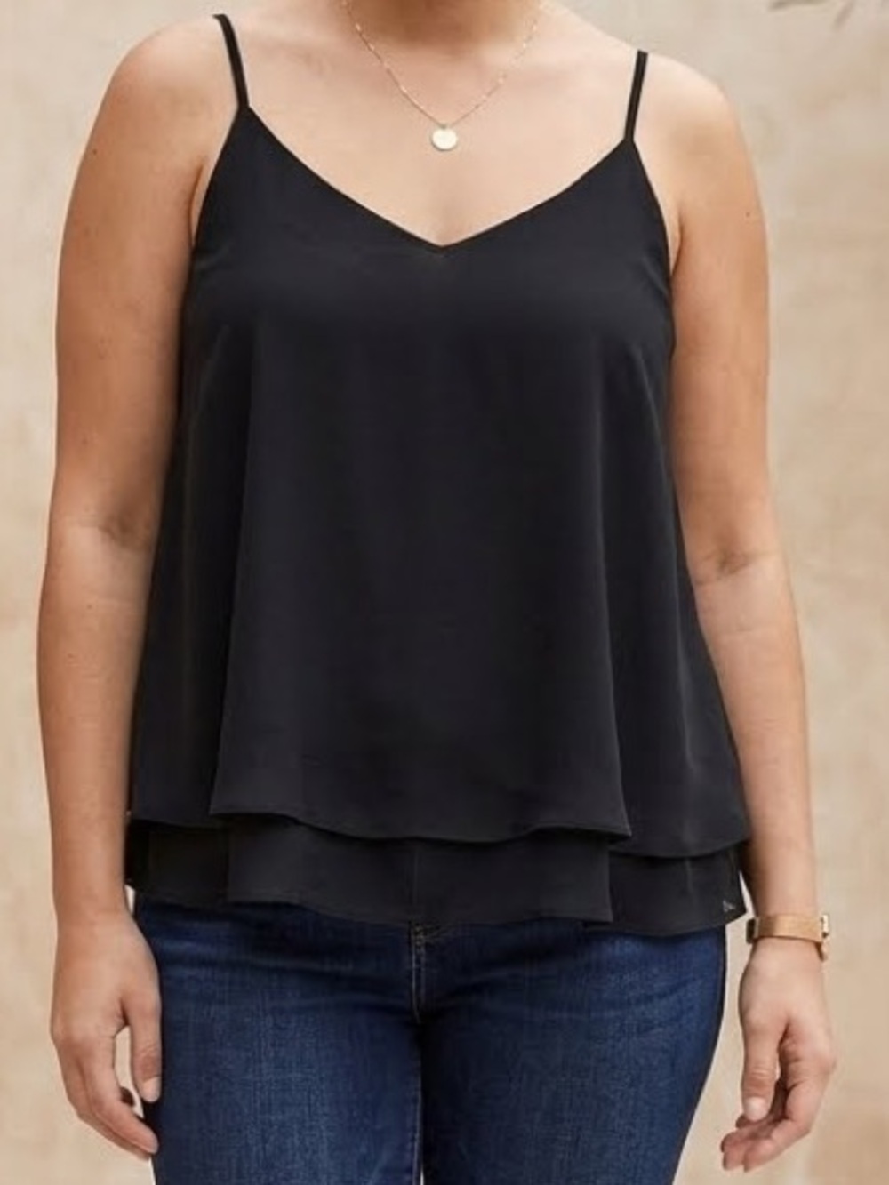 torrid Camisole layered sheer chiffon Black adjustable straps v-neck Tank Top 2X